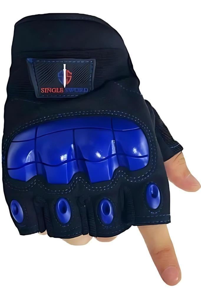 Single Sword Yarım Parmak Destekli Motorcu&Bisiklet Eldiveni