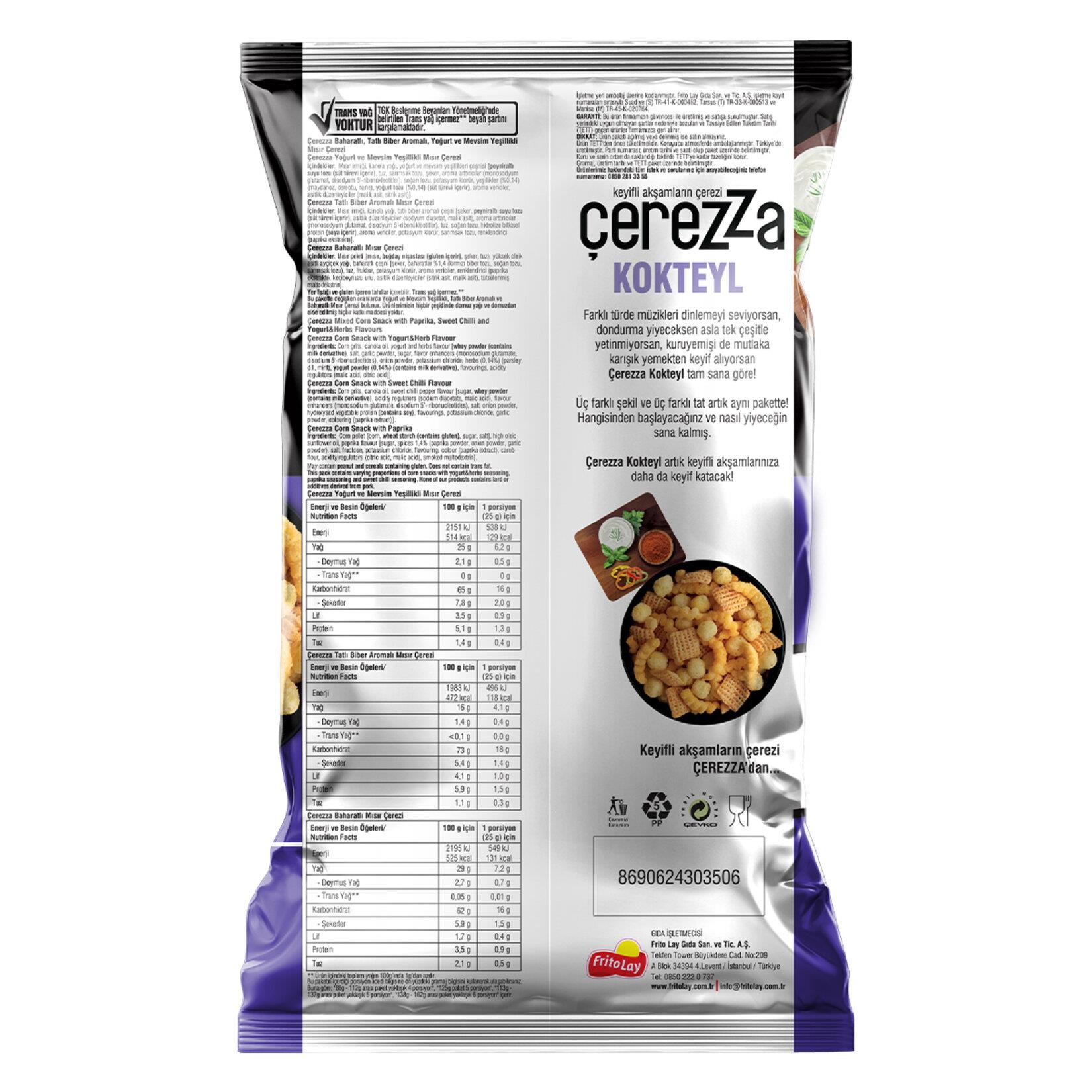 Çerezza Kokteyl Karışık Mısır Çerezi Süper Boy 117 G
