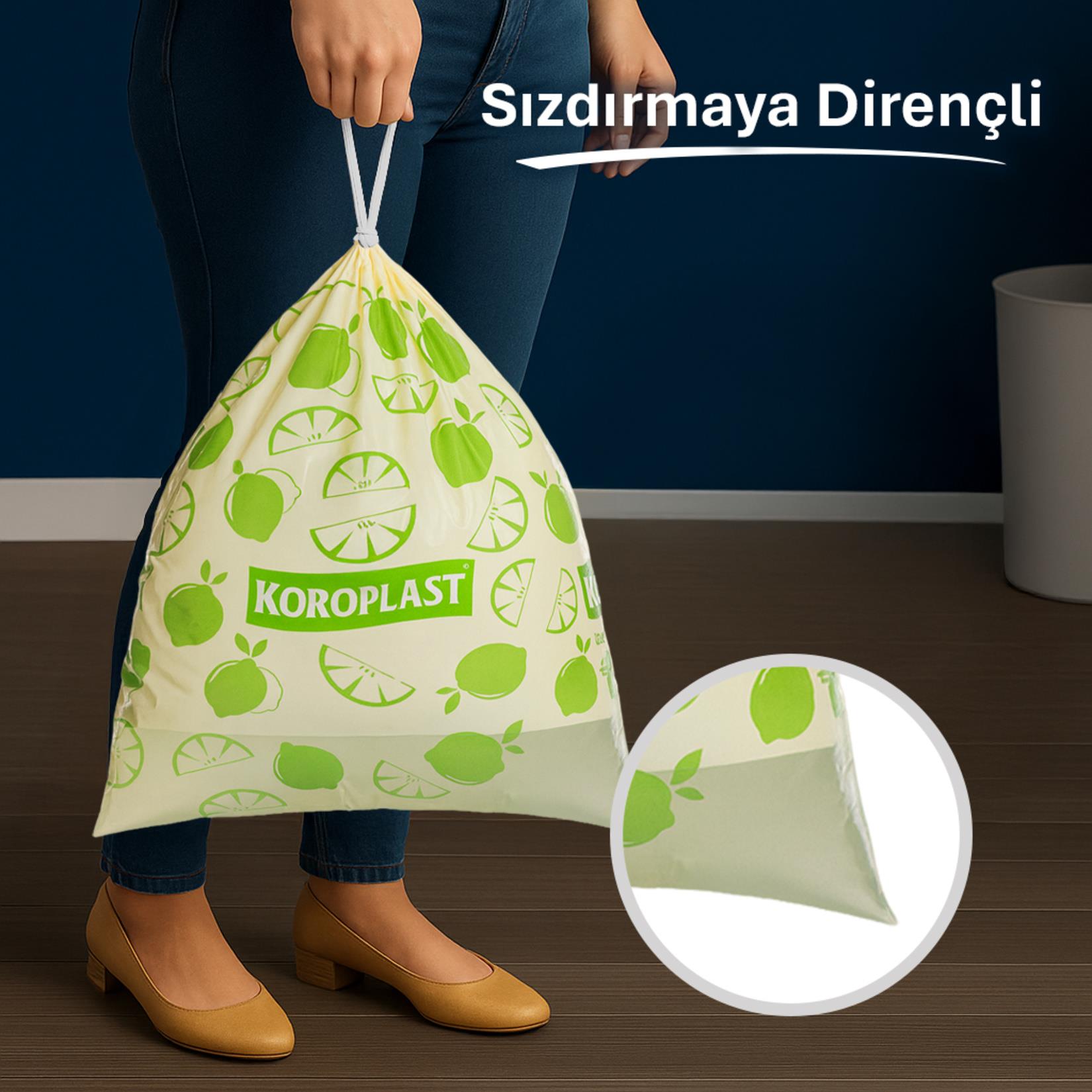 Koroplast Güçlü Büzgülü Çöp Torbası Limon Kokulu Orta
