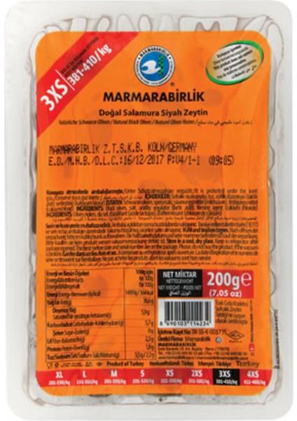 MARMARA BİRLİK SİYAH ZEYTİN  LÜX  3XS/381-410 /200 GR 