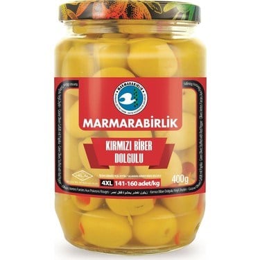 MARMARABİRLİK 400 GR YEŞİL ZEYTİN BİBERLİ 141/180