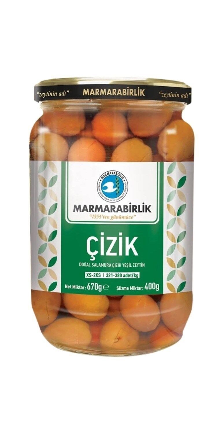 MARMARABİRLİK YEŞİL ZEYTİN ÇİZİK 400 GR 321/380