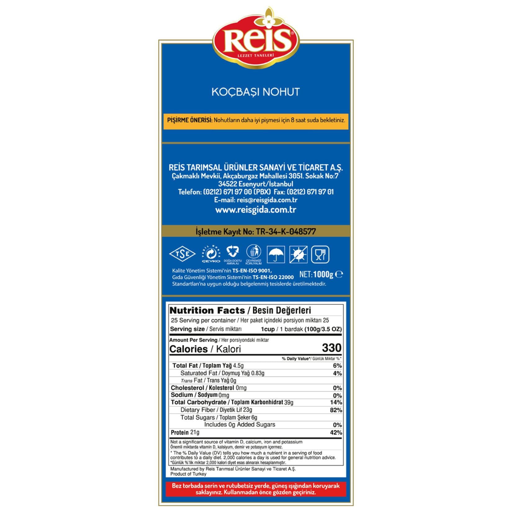 Reis Koçbaşı Nohut 1 Kg
