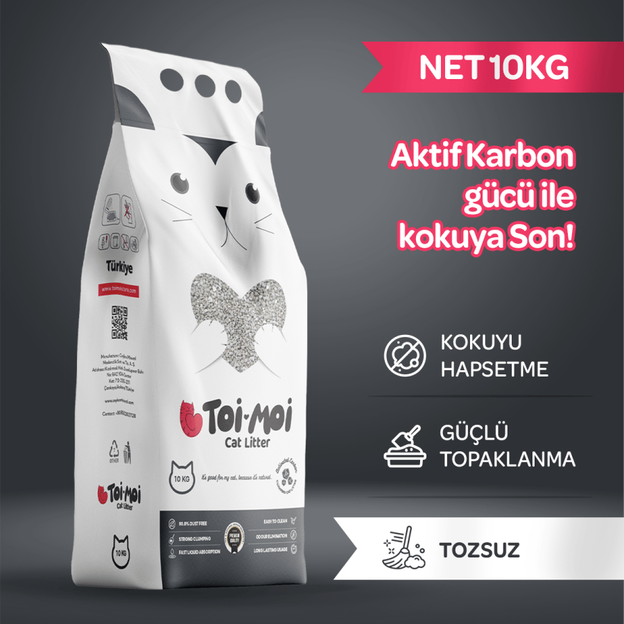 Toi Moi Aktif Karbonlu 10 kg Bentonit Kedi Kumu