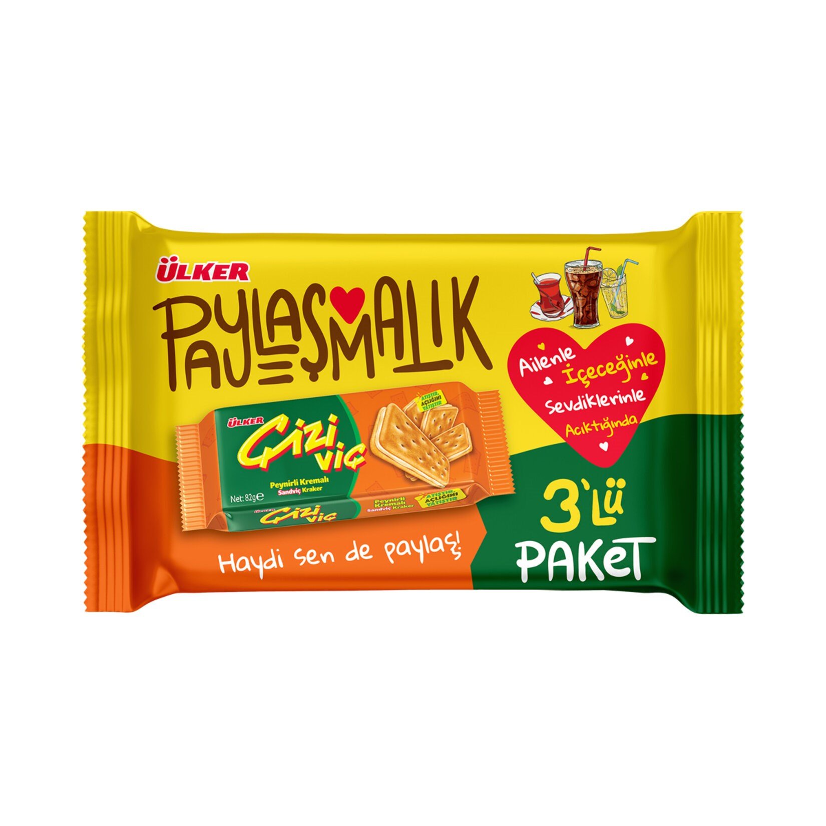 ÜLKER ÇİZİVİÇ PEYNİRLİ SANDVİÇ KRAKER 3*82 GR