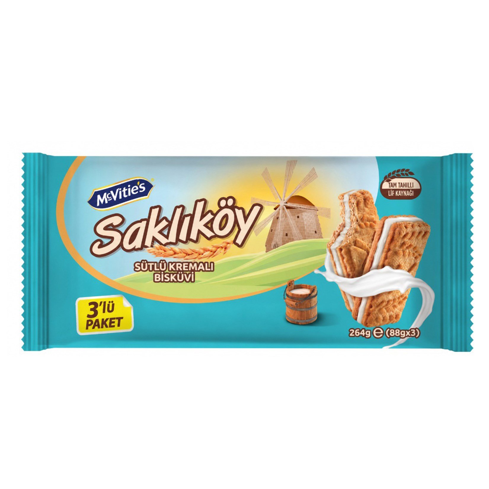 ÜLKER SAKLIKÖY SÜT KREMALI BİSKÜVİ 3*88 GR