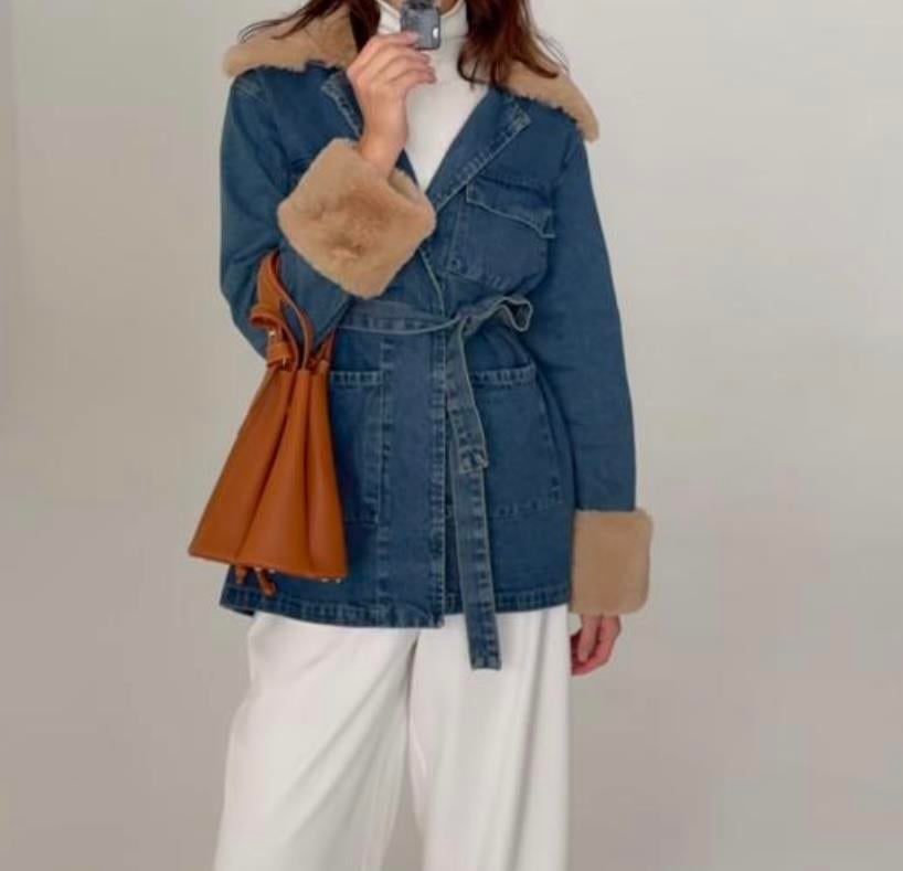 Kürklü Denim Ceket
