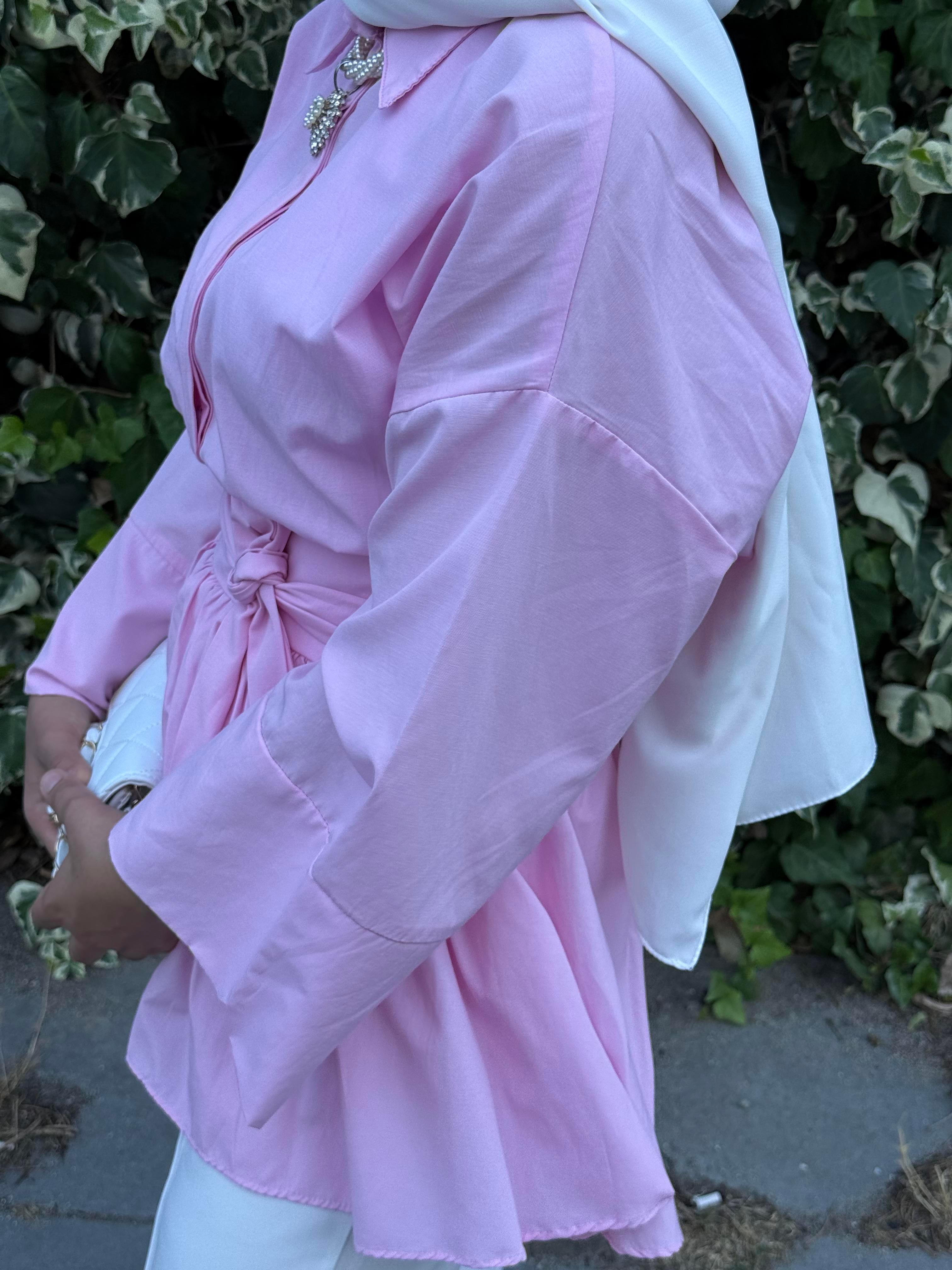 Kuşaklı Gömlek Pembe
