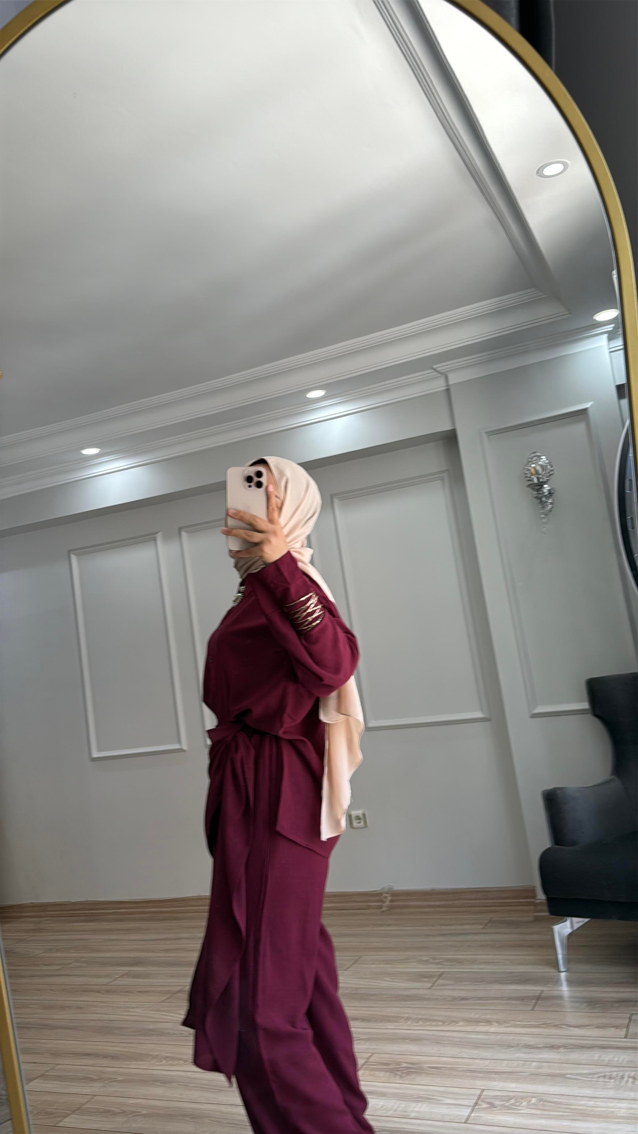 Savra Pantolonlu Takım Bordo