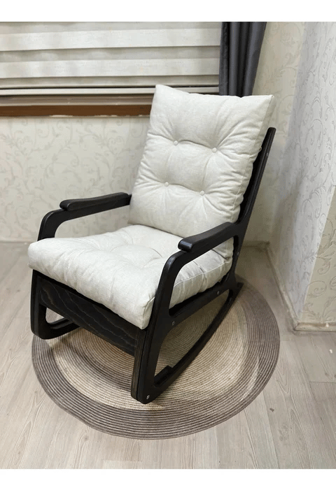 Asedia Kontes Naturel Keten Krem Dolgu Minderli Sallanan Sandalye Dinlenme Koltuğu