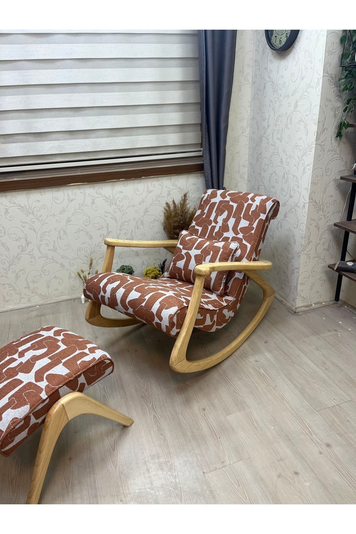 Ekol Naturel Turuncu Desenli Sallanan Sandalye Dinlenme Emzirme Baba Tv Okuma Babalar Günü Hediyesi