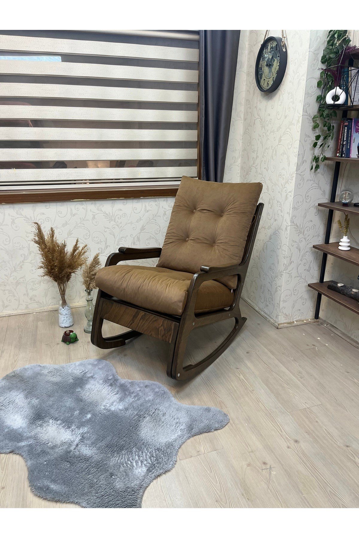 Kontes Kahverengi Sallanan Sandalye Sallanan Koltuk Baba Koltuğu Okuma Koltuğu