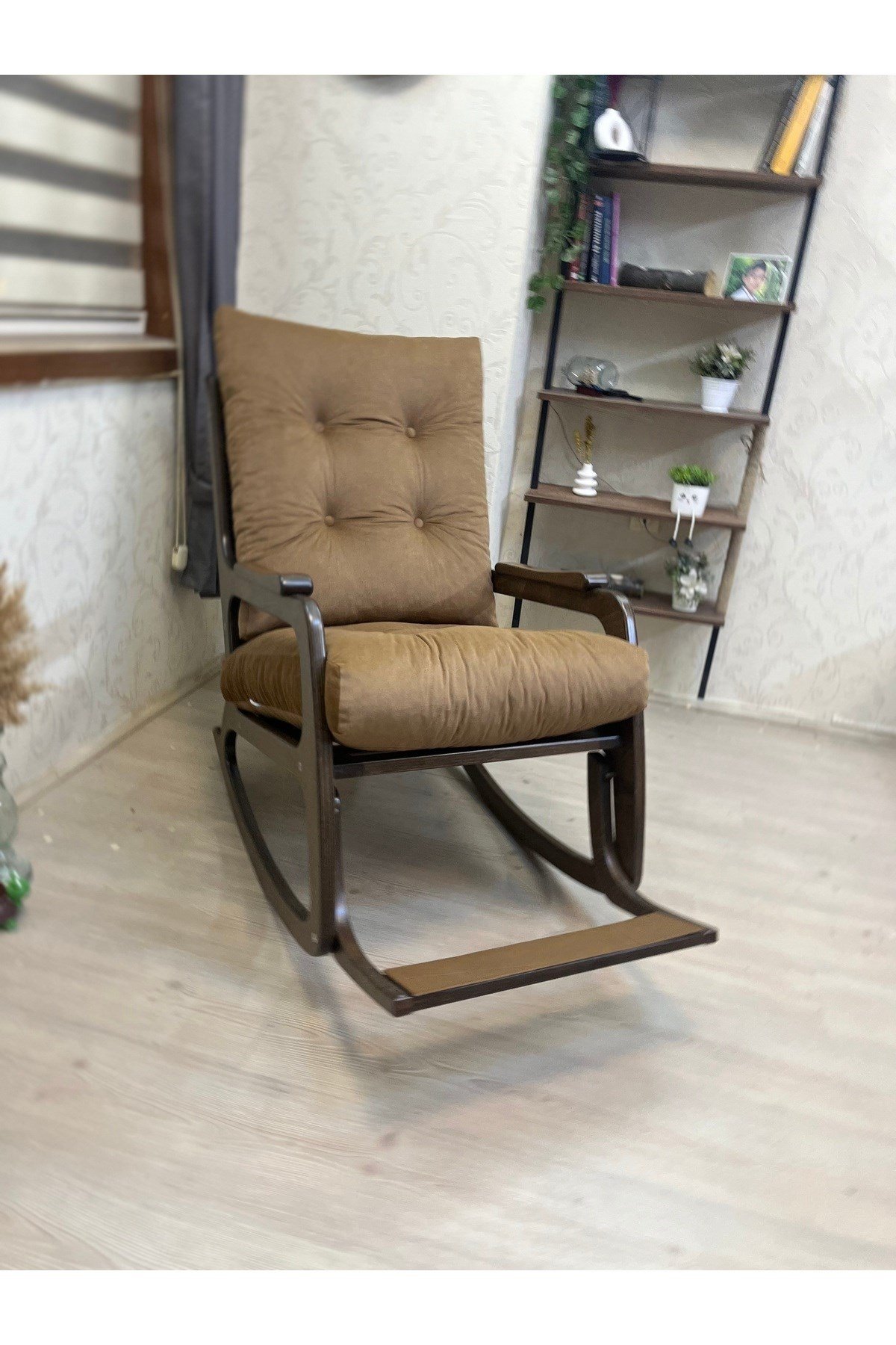 Kontes Kahverengi Sallanan Sandalye Sallanan Koltuk Baba Koltuğu Okuma Koltuğu