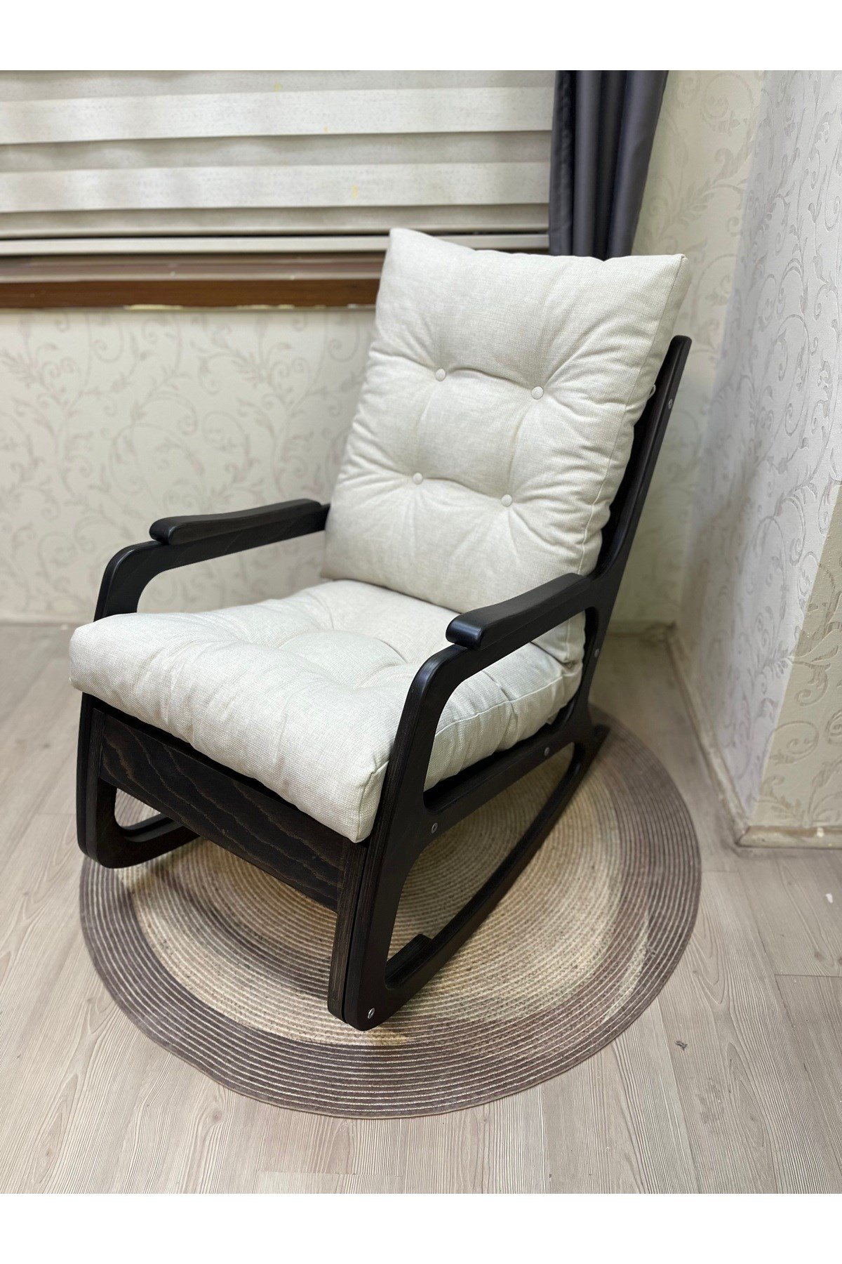 Kontes Keten krem sallanan dinlenme koltuğu
