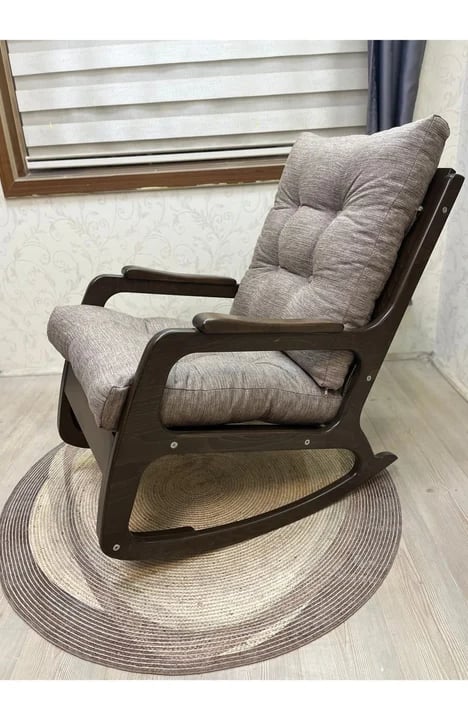 Kontes Keten Kumaş Sallanan Sandalye | Dinlenme Koltuğu | Kitap Okuma Koltuğu