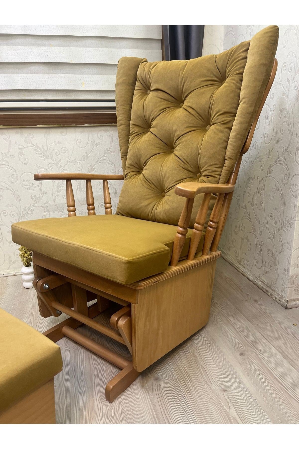 Mama Puflu Lake Anka Hardal Minderli Sallanan Sandalye Emzirme Koltuğu