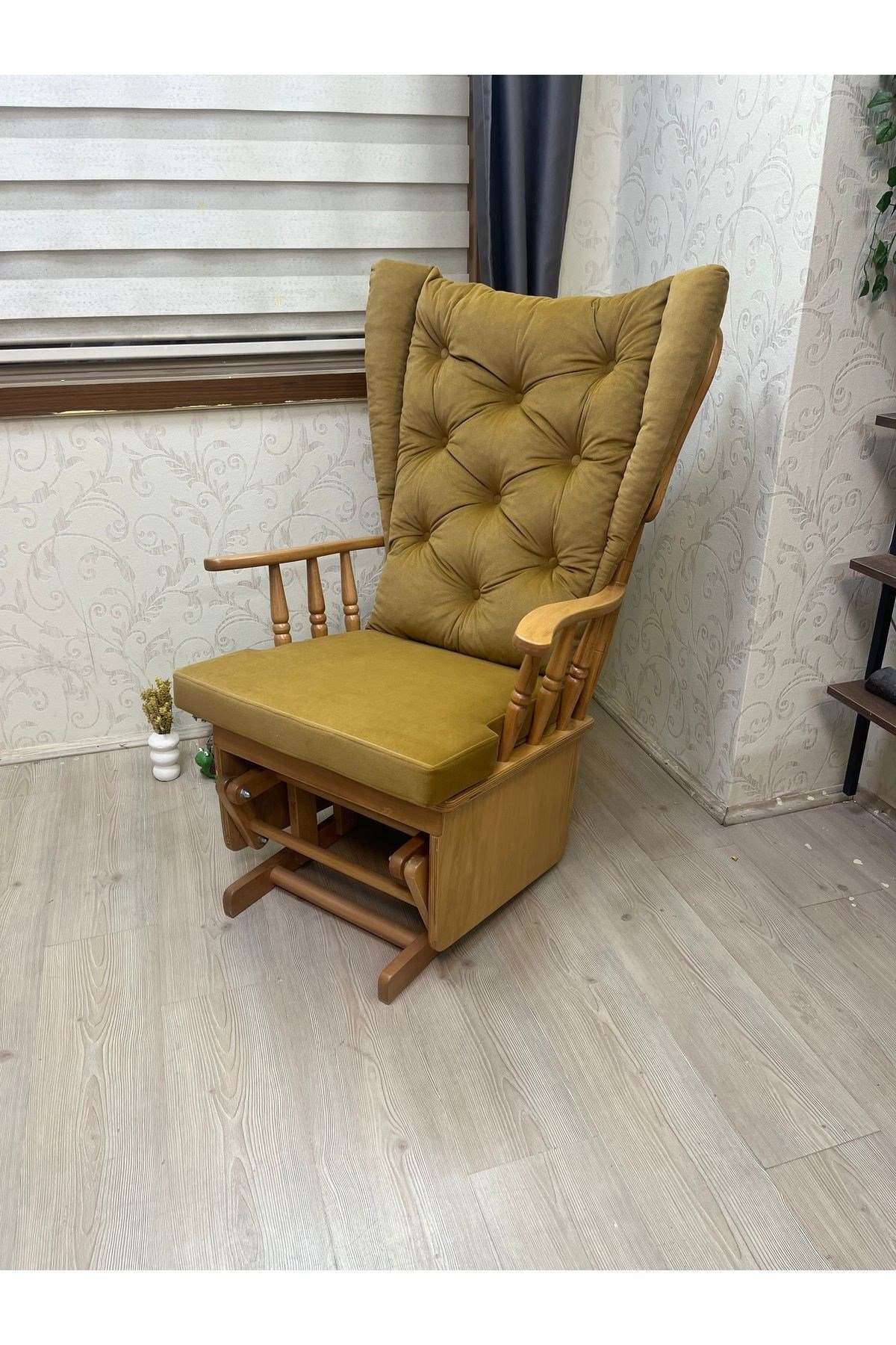 Mama Puflu Lake Anka Hardal Minderli Sallanan Sandalye Emzirme Koltuğu