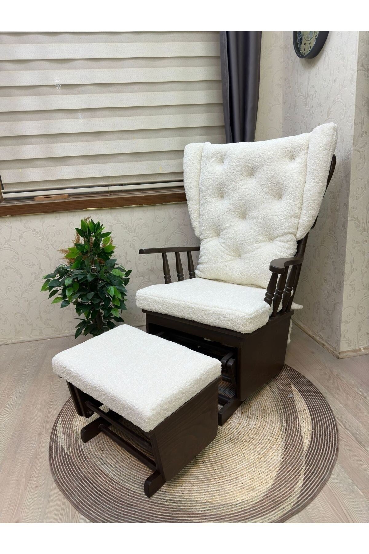 Mama Puflu Lake Teddy Krem Minderli Puflu Sallanan Sandalye Emzirme Koltuğu Babalar Günü Hediyesi