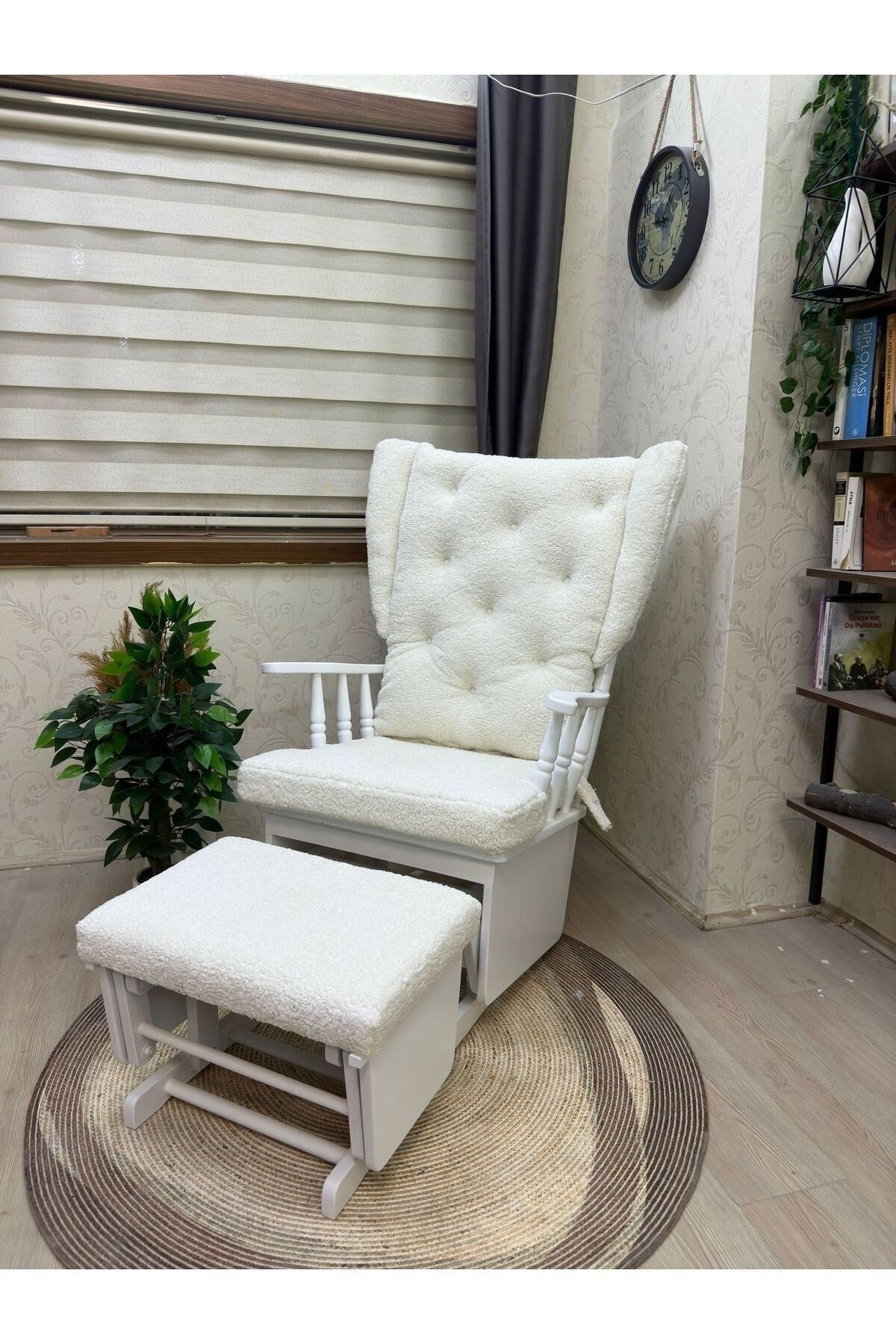 Mama Puflu Lake Teddy Krem Minderli Puflu Sallanan Sandalye Emzirme Koltuğu Babalar Günü Hediyesi
