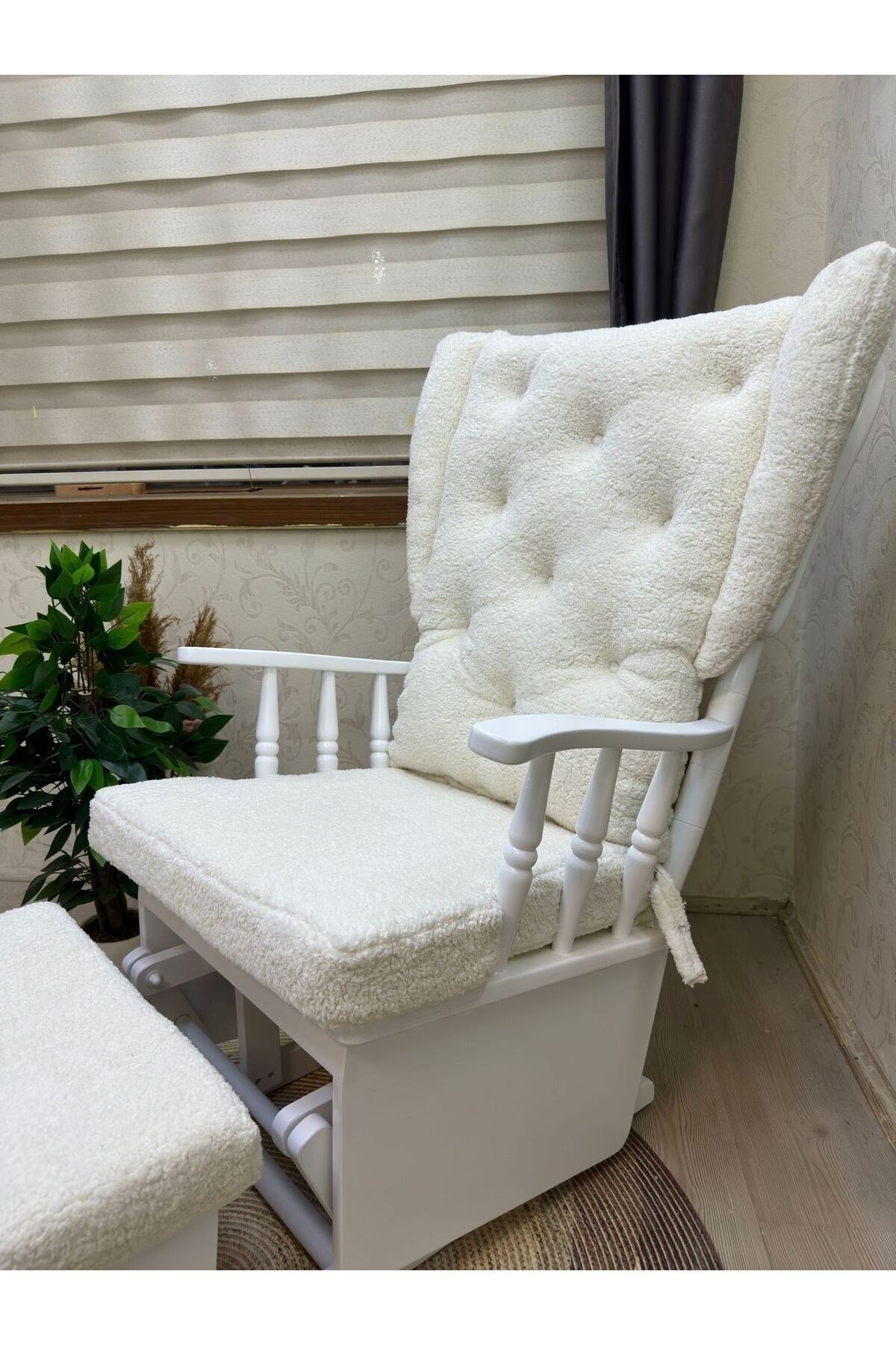 Mama Puflu Lake Teddy Krem Minderli Puflu Sallanan Sandalye Emzirme Koltuğu Babalar Günü Hediyesi