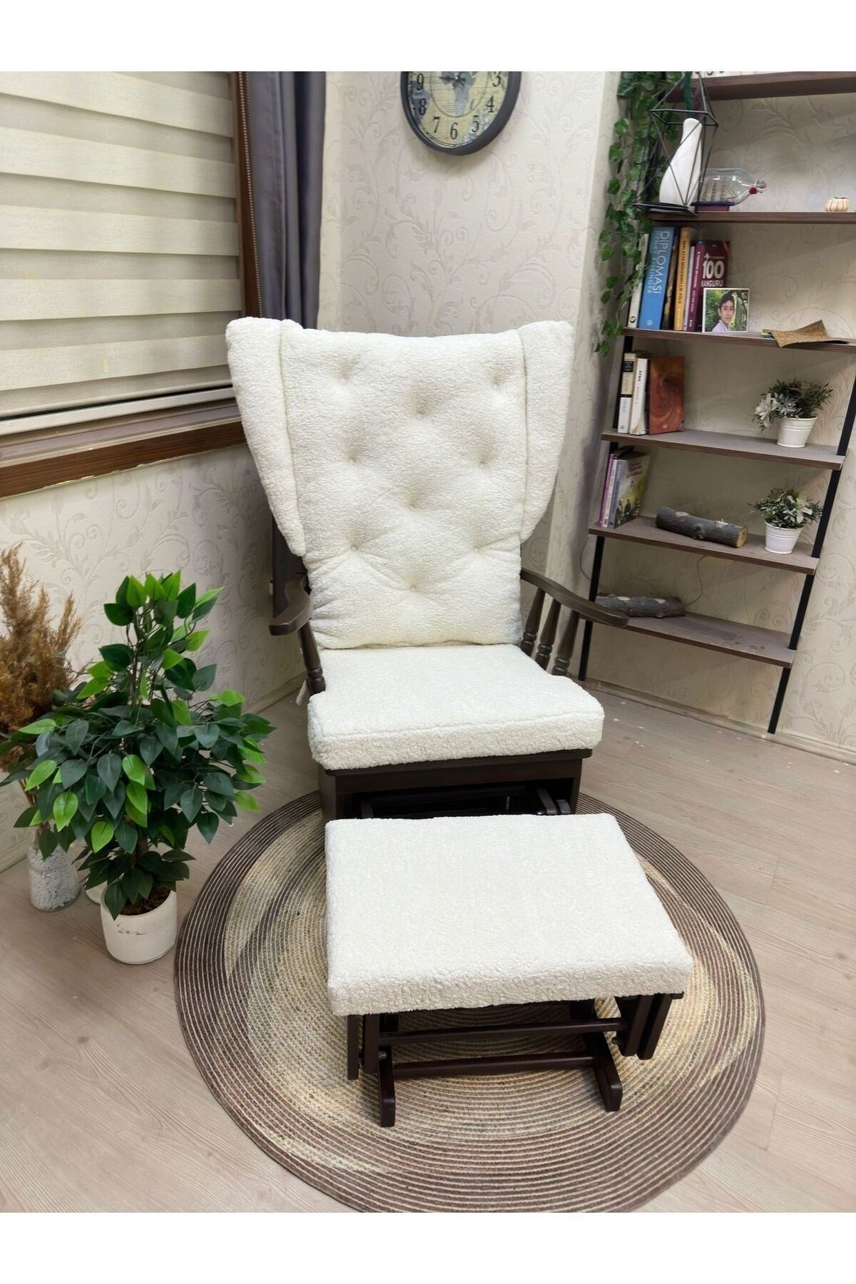 Mama Puflu Lake Teddy Krem Minderli Puflu Sallanan Sandalye Emzirme Koltuğu Babalar Günü Hediyesi