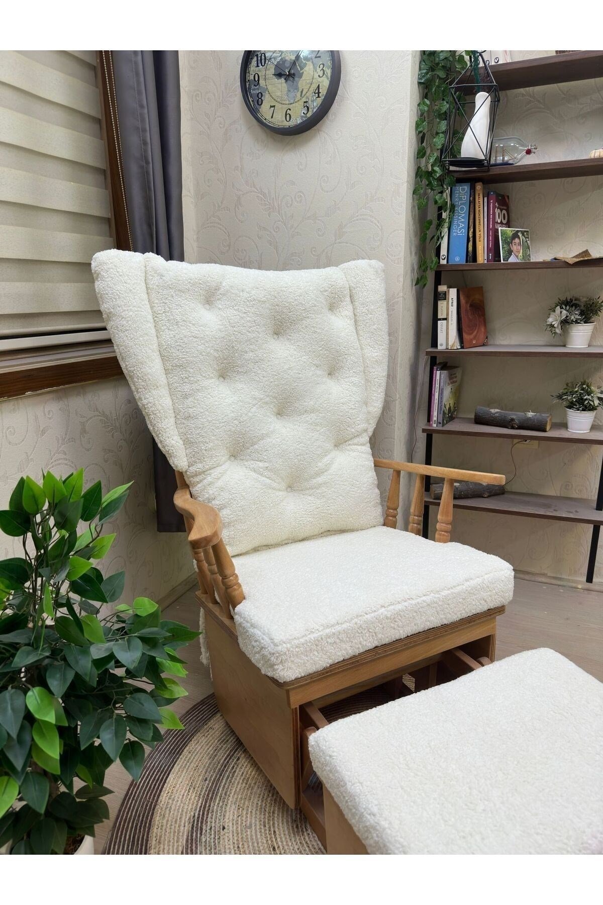 Mama Puflu Lake Teddy Krem Minderli Puflu Sallanan Sandalye Emzirme Koltuğu Babalar Günü Hediyesi