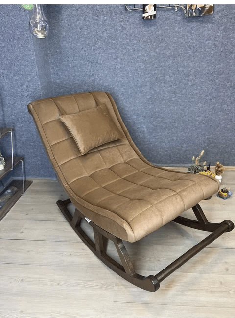 Miskin Acı Kahve Puflu Sallanan Sandalye 