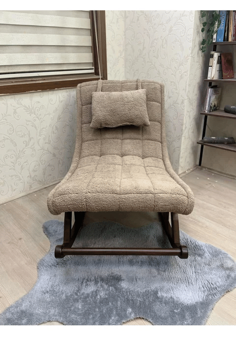 Miskin Teddy Kahve Puflu Sallanan Sandalye 