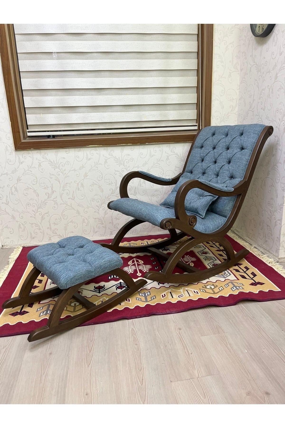 Rustik Naturel Diego Desenli Sallanan Sandalye Dinlenme Emzirme Baba Tv Okuma Babalar Günü Hediyesi