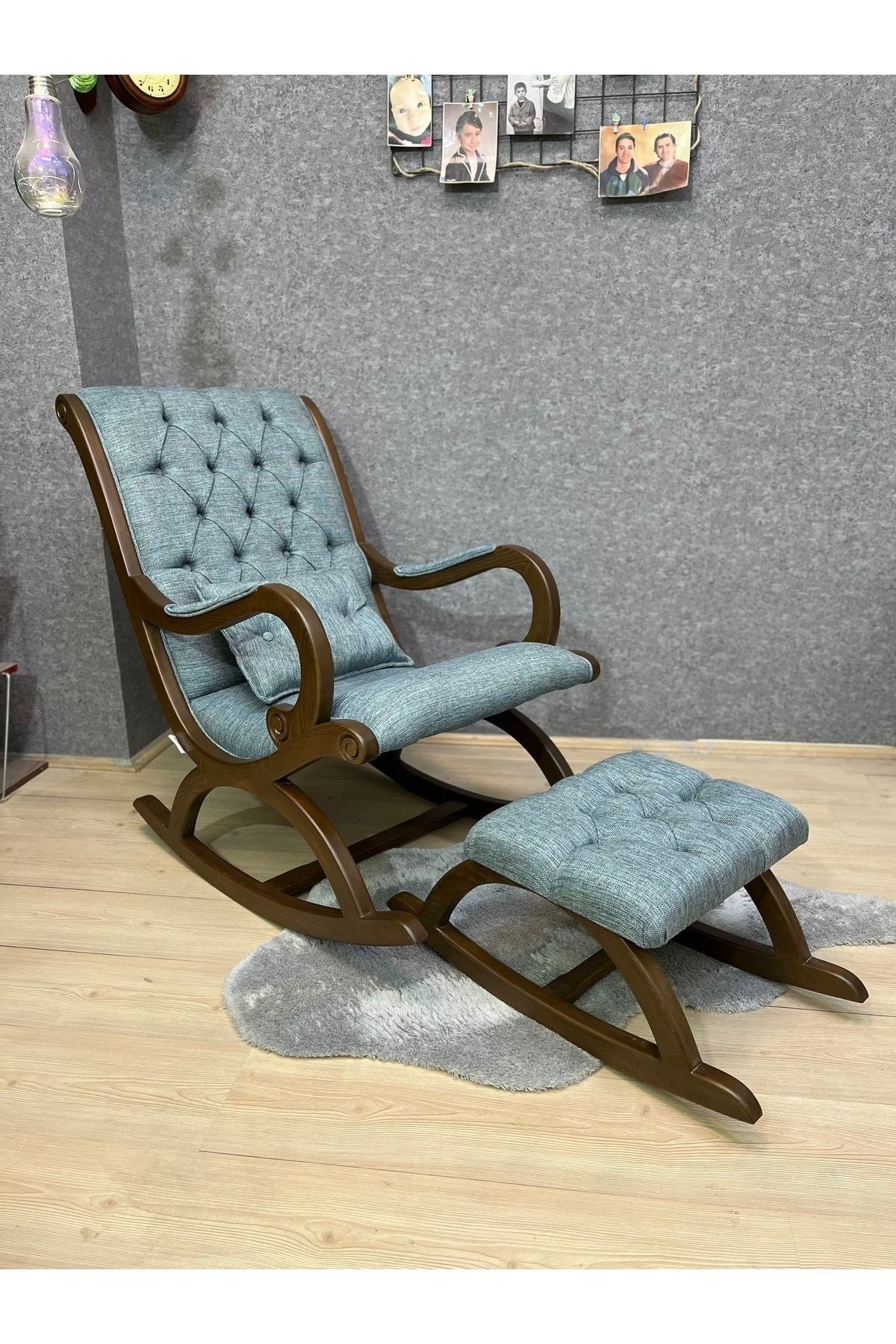 Rustik Naturel Diego Desenli Sallanan Sandalye Dinlenme Emzirme Baba Tv Okuma Babalar Günü Hediyesi