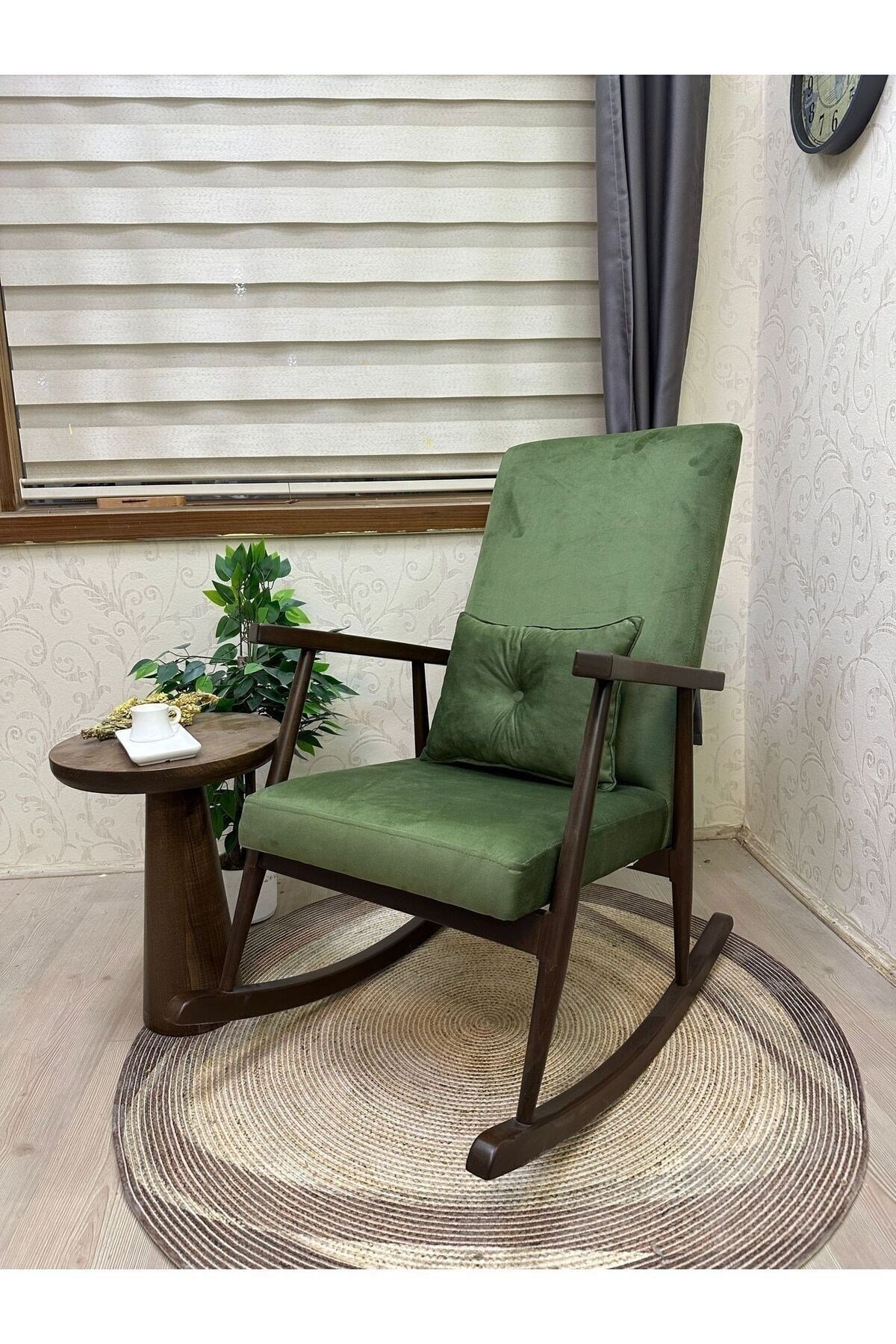 Trend Ceviz Beta Yeşil Sallanan Sandalye Dinlenme Emzirme Baba Tv Okuma Koltuğu Berjer