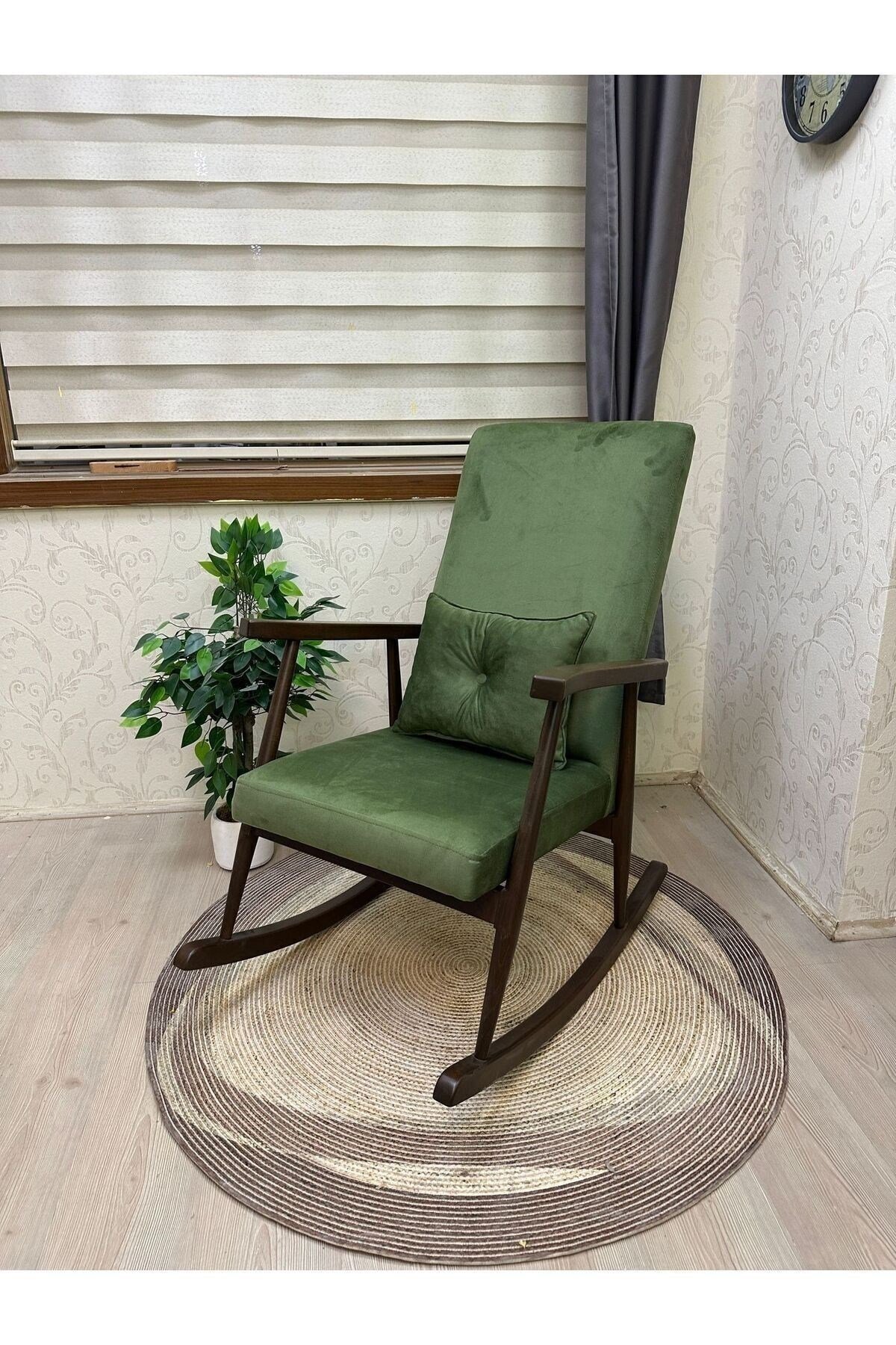 Trend Ceviz Beta Yeşil Sallanan Sandalye Dinlenme Emzirme Baba Tv Okuma Koltuğu Berjer