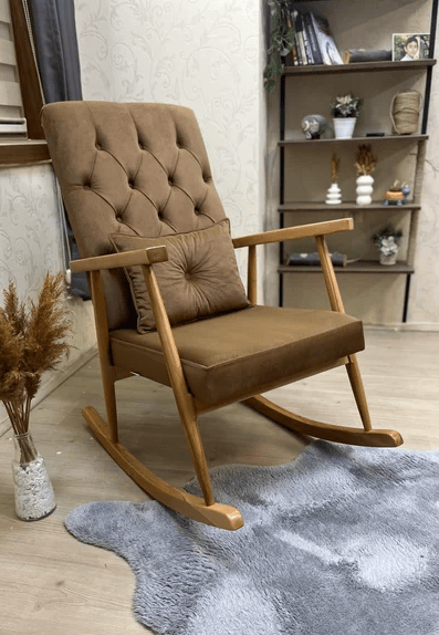 Trend Kapitoneli Naturel Sallanan Sandalye | TV Koltuğu | Dinlenme Koltuğu