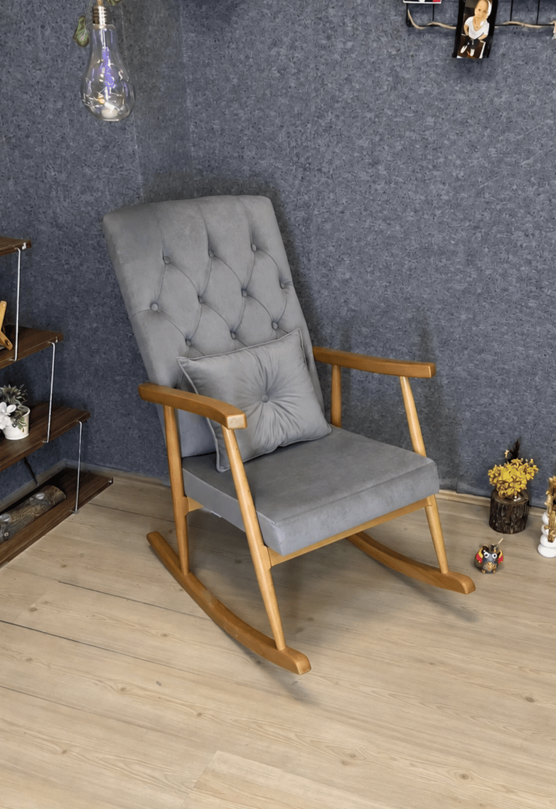 Trend Kapitoneli Naturel Sallanan Sandalye | TV Koltuğu | Dinlenme Koltuğu