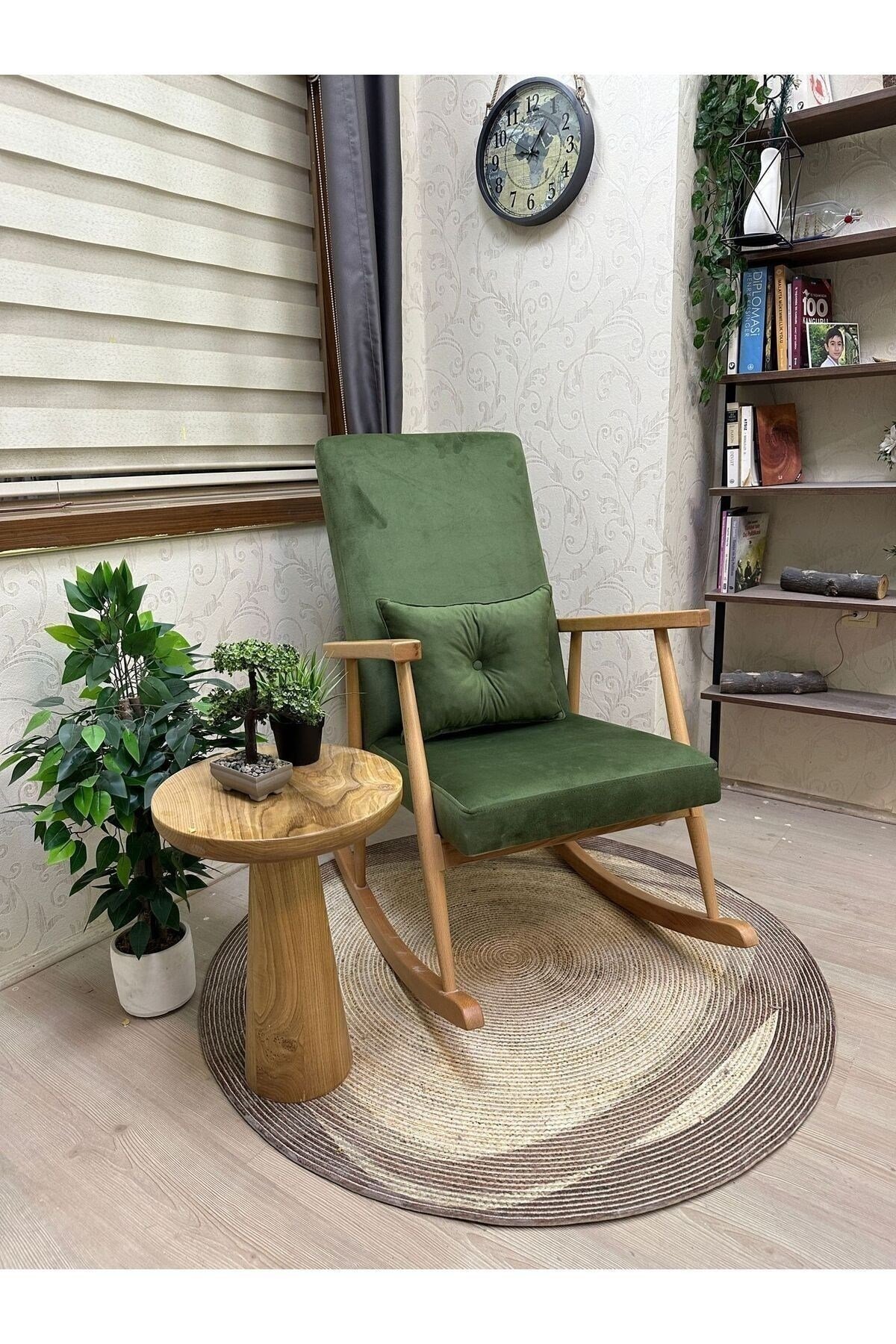 Trend Naturel Beta Yeşil Sallanan Sandalye Dinlenme Emzirme Baba Tv Okuma Koltuğu Berjer