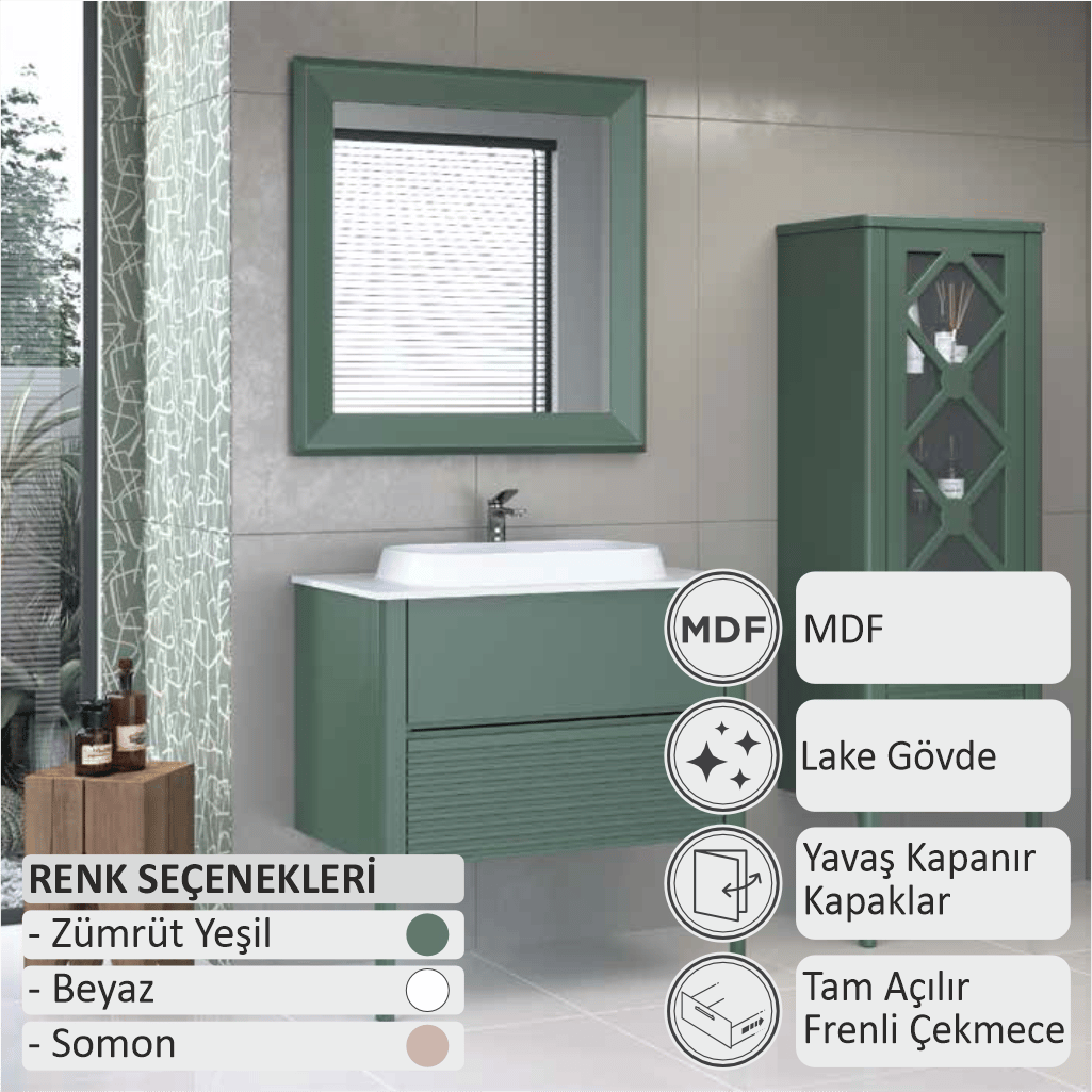 SHOWER ASYA Banyo Dolabı 80 Cm (Boy Dolabı Dahil Değildir.)