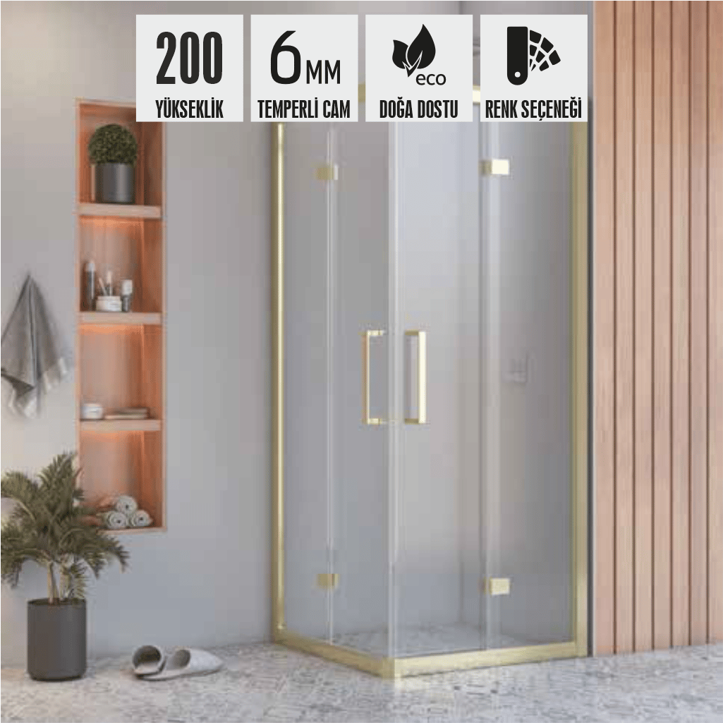 SHOWER BOLD İki Duvar Arası 2 Sabit 2 Çalışır, Kare Kabin
