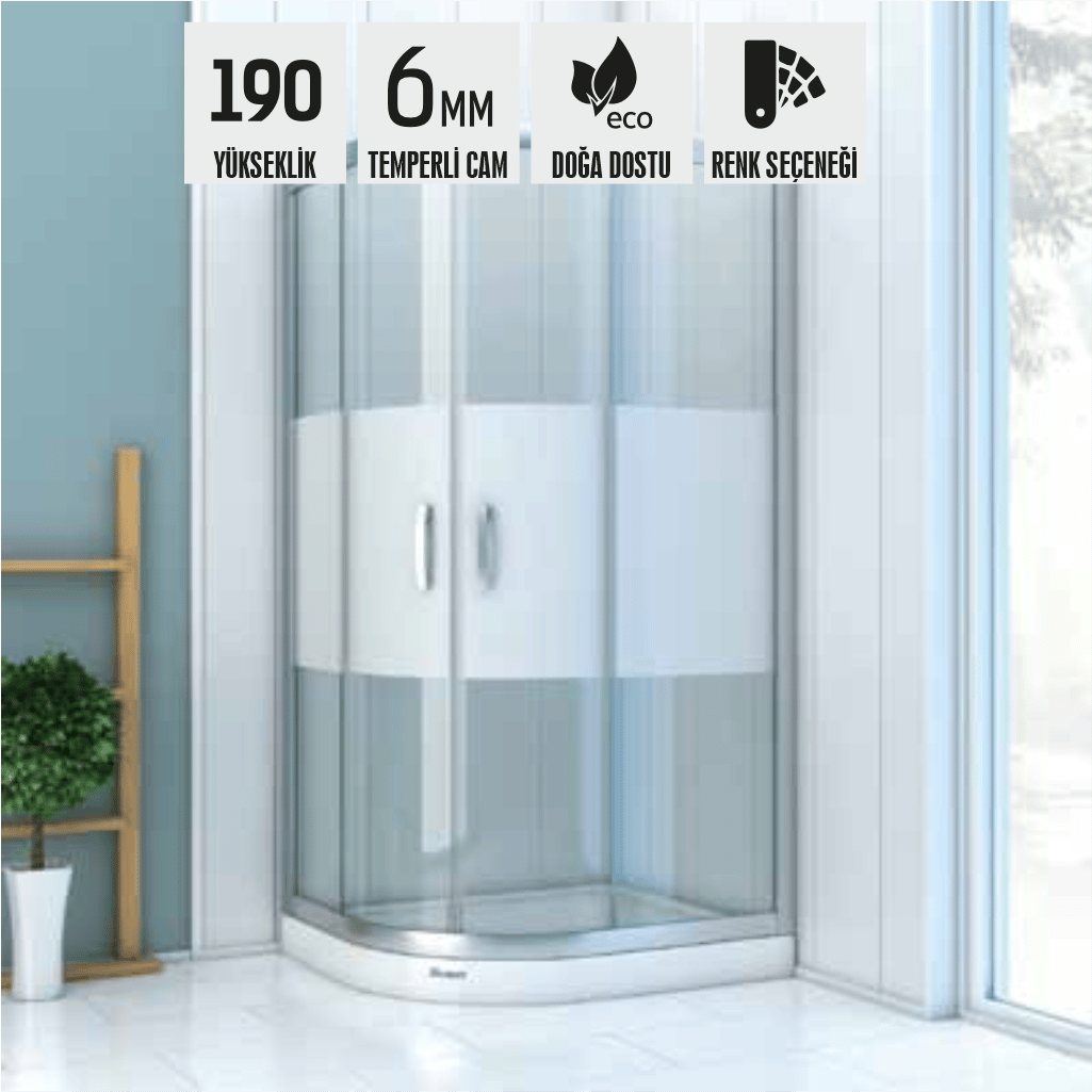 SHOWER BOSS 2 Sabit 2 Açılır Asimetrik Tekne Üzeri Kabin