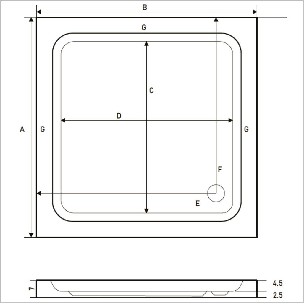 SHOWER Bothina Kare Duş Teknesi, Flat