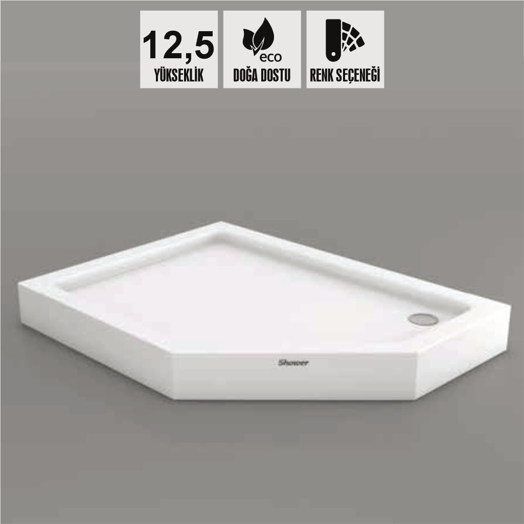 SHOWER Brief Beşgen Sağ - Sol Duş Teknesi, Monoblok