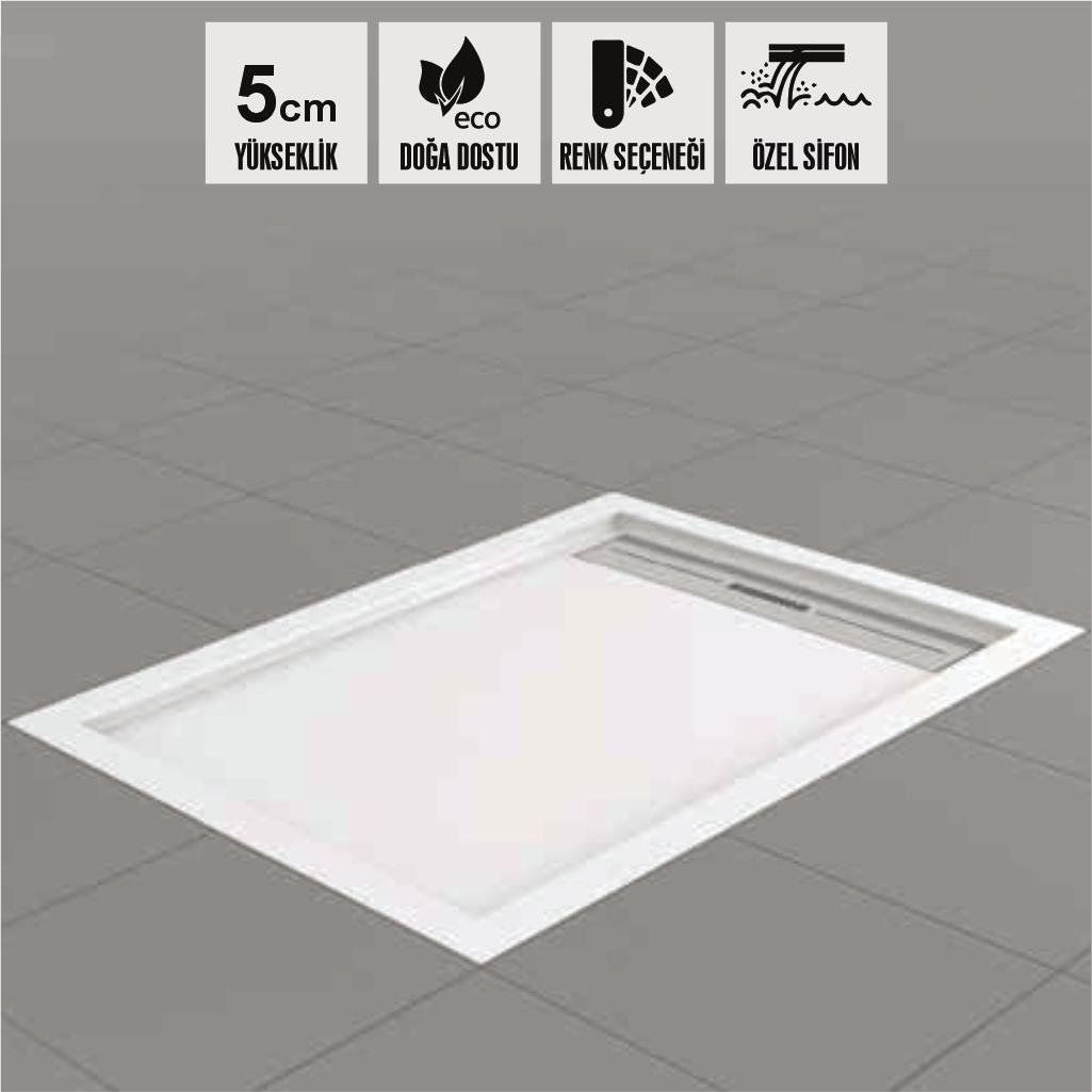 SHOWER Drop Dikdörtgen Duş Teknesi, Flat