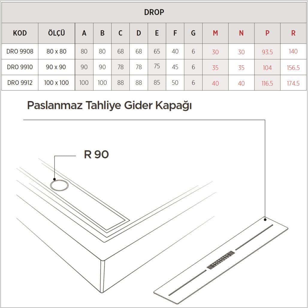 SHOWER Drop Oval Duş Teknesi, Flat