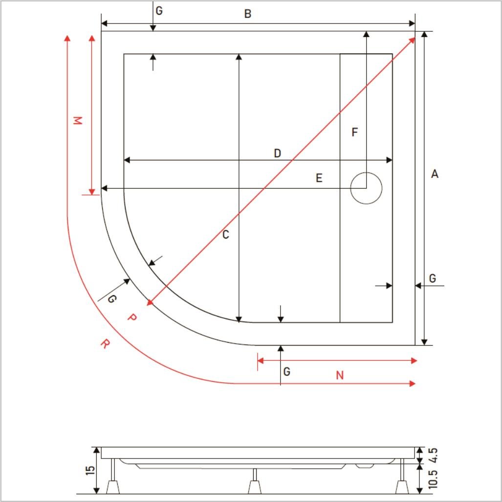 SHOWER Drop Oval Panelli Duş Teknesi, Panelli