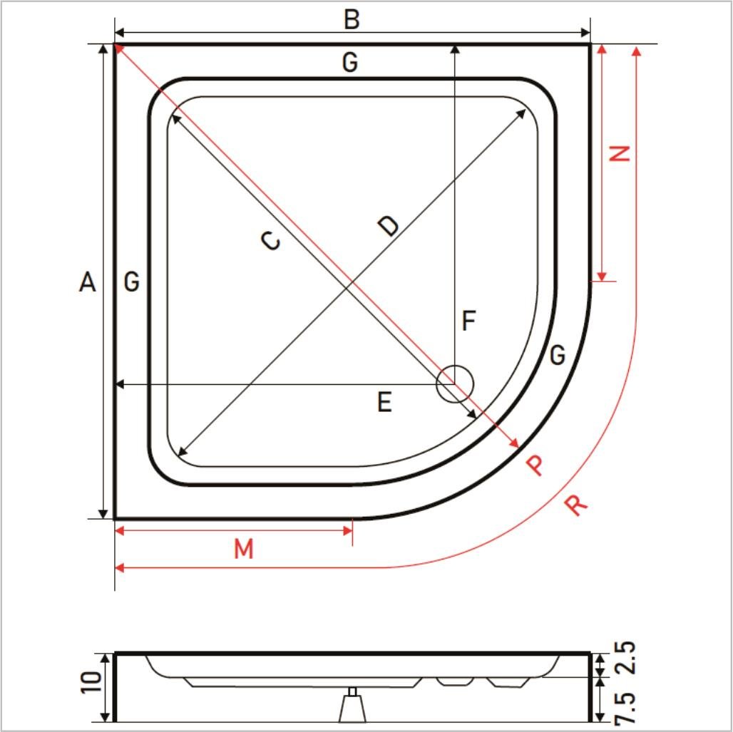 SHOWER Frey Oval Slimblok Duş Teknesi, Monoblok