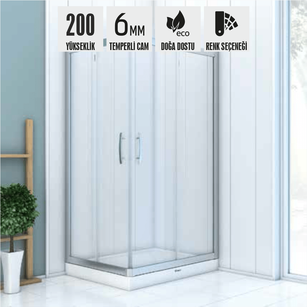 SHOWER ICON 2 Sabit 2 Çalışır Dikdörtgen Tekne Üzeri Kabin