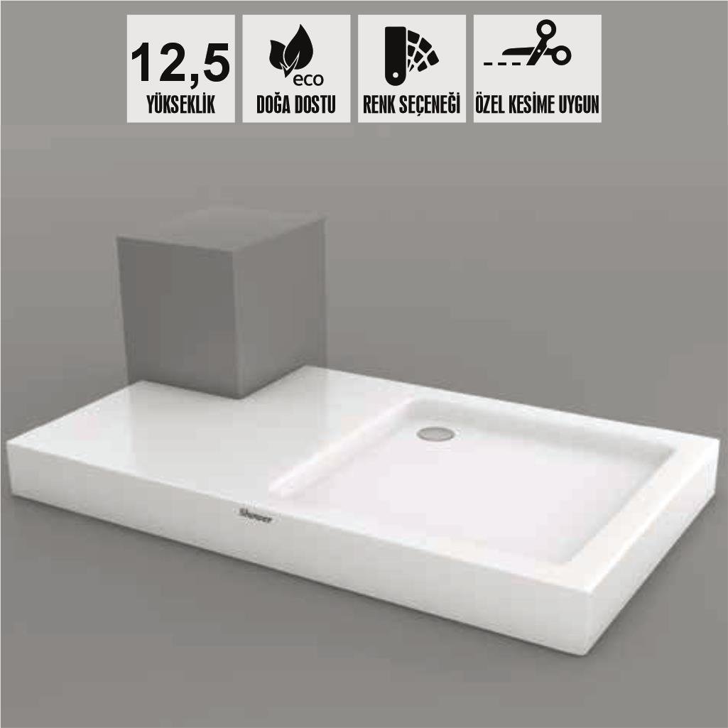 SHOWER Java Özel Kesim Dikdörtgen Duş Teknesi, Monoblok