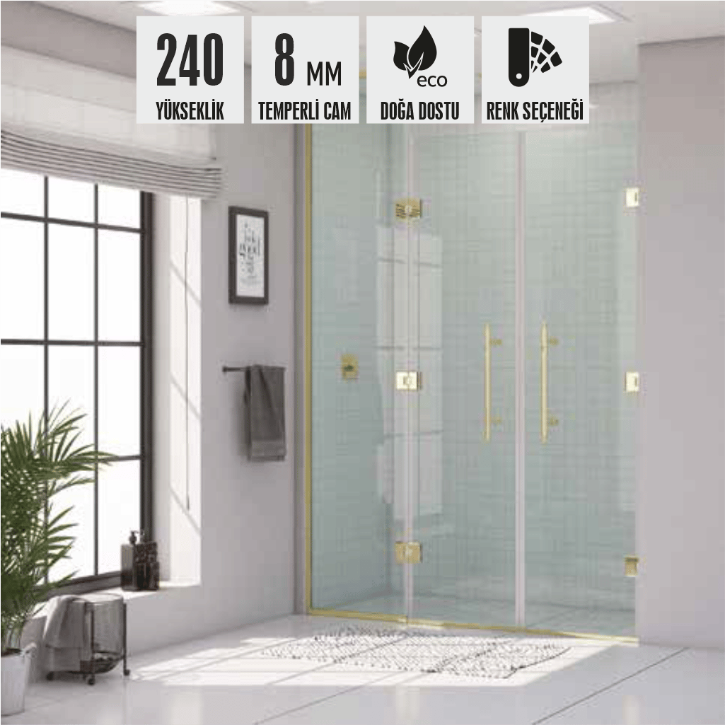 SHOWER MAXI 1 Sabit 2 Açılır Kabin