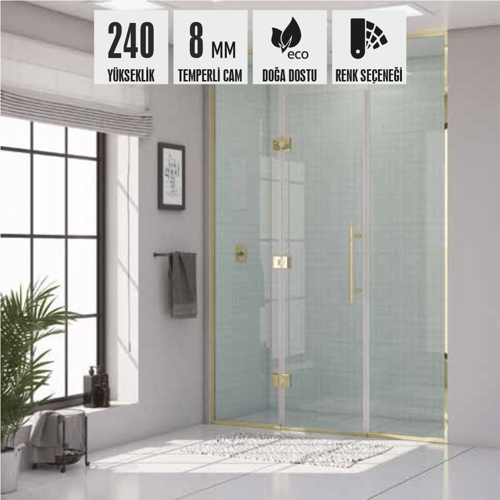SHOWER MAXI 2 Sabit 1 Açılır Kabin