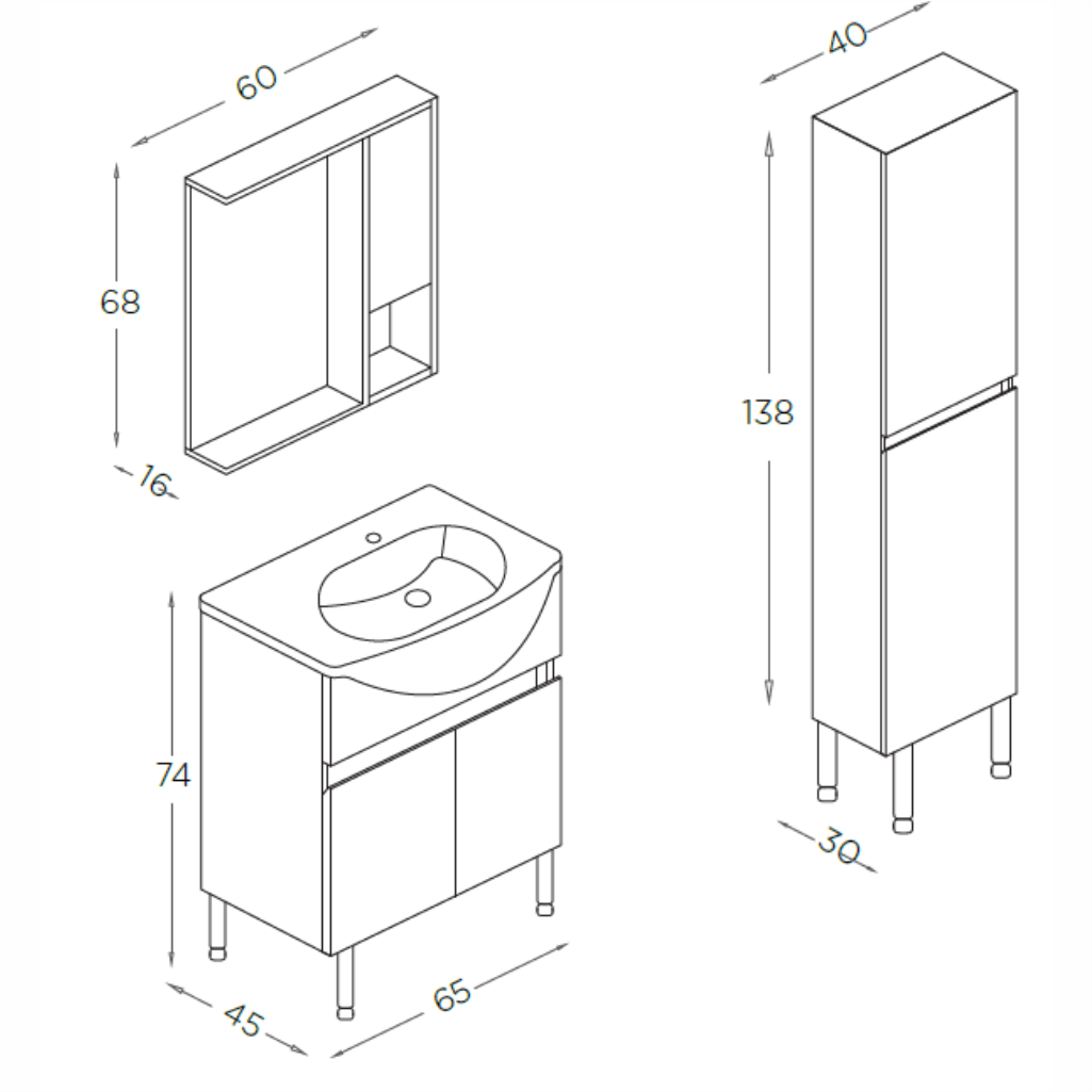 SHOWER MELİS Banyo Dolabı 65 Cm