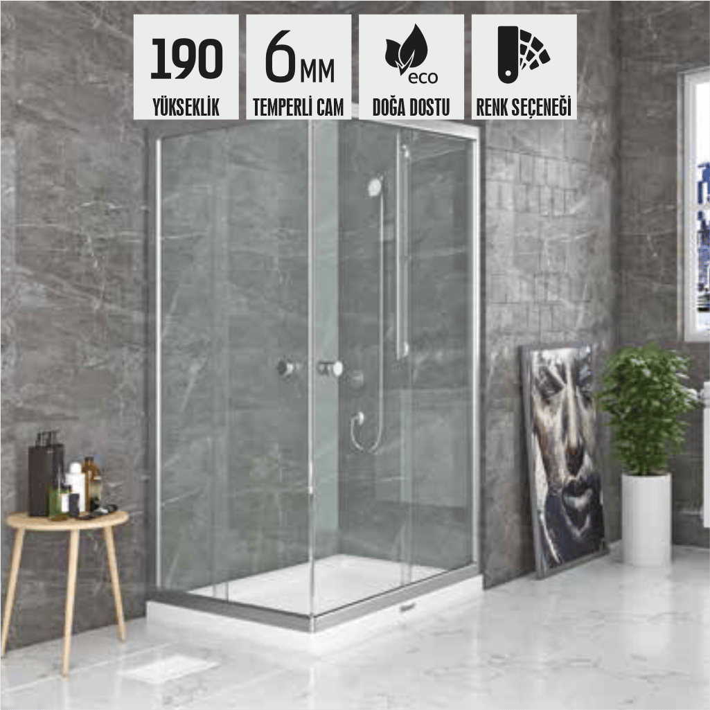 SHOWER NEPTUN 2 Sabit 2 Çalışır Dikdörtgen Tekne Üzeri Kabin